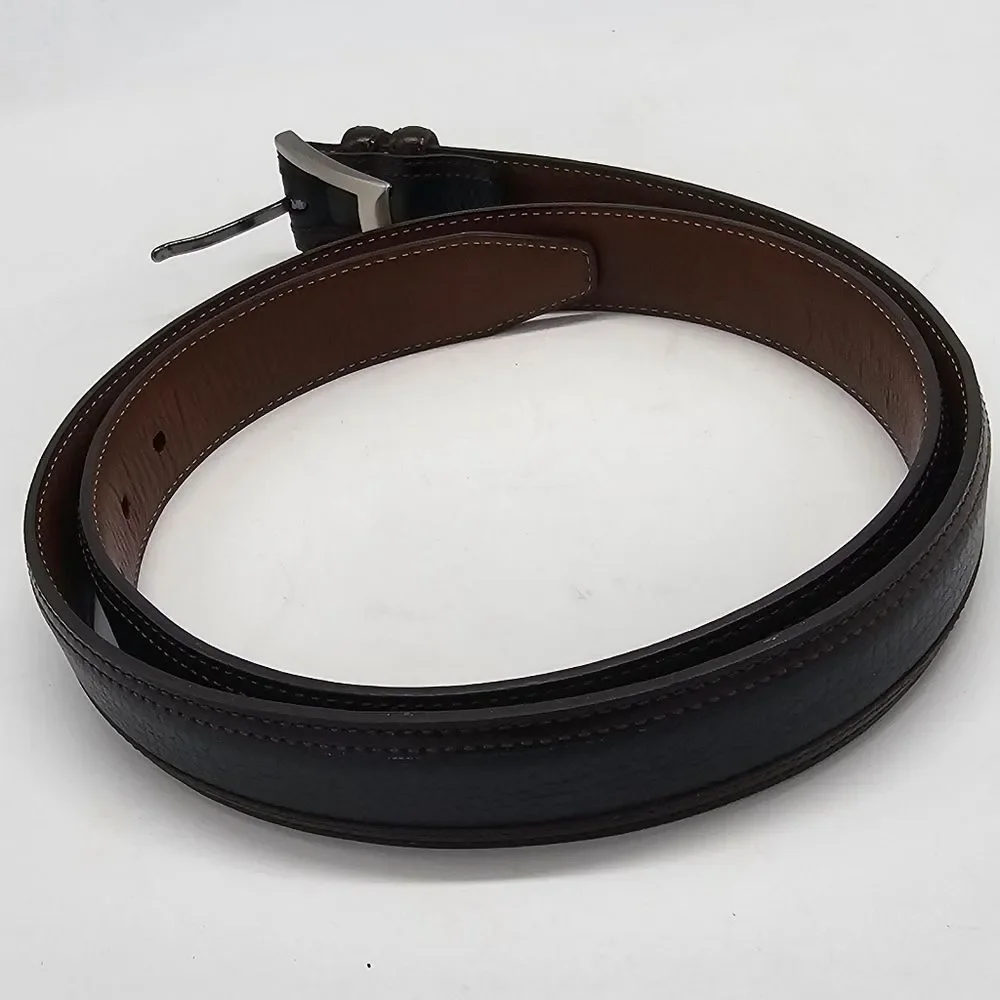 Johnston & Murphy Two Tone Black Brown Silver Tone Buckle Leather BELT Size 40